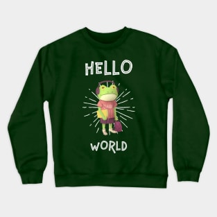 Hello World! Frog on the go Crewneck Sweatshirt